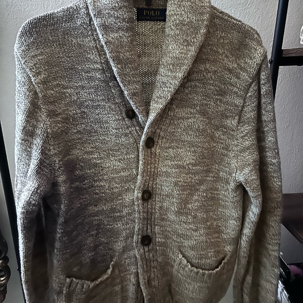 Ralph Lauren Men's Oatmeal Cardigan Sweater